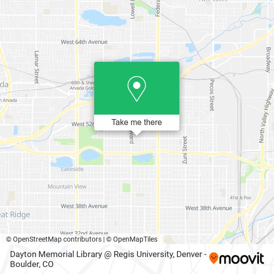 Dayton Memorial Library @ Regis University map