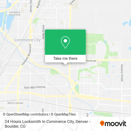 24 Hours Locksmith In Commerce City map