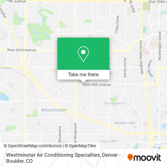 Westminster Air Conditioning Specialties map