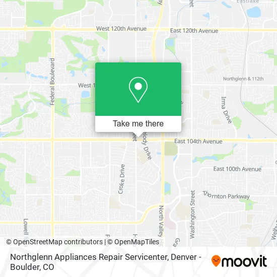 Northglenn Appliances Repair Servicenter map