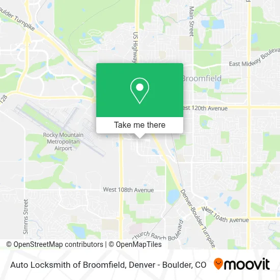 Auto Locksmith of Broomfield map
