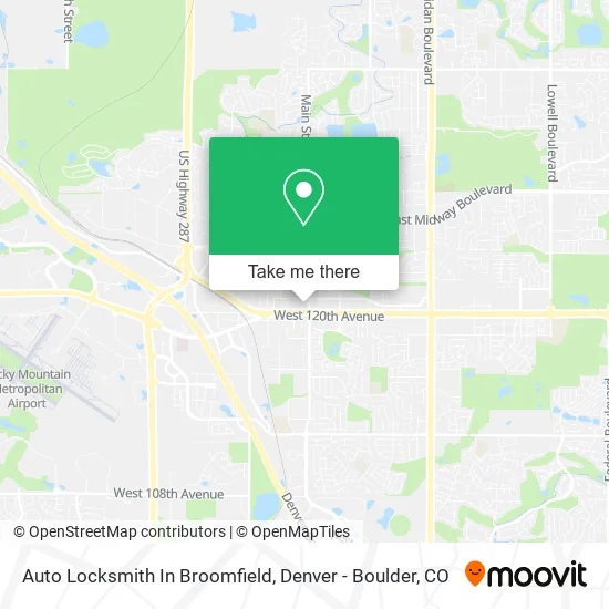 Auto Locksmith In Broomfield map