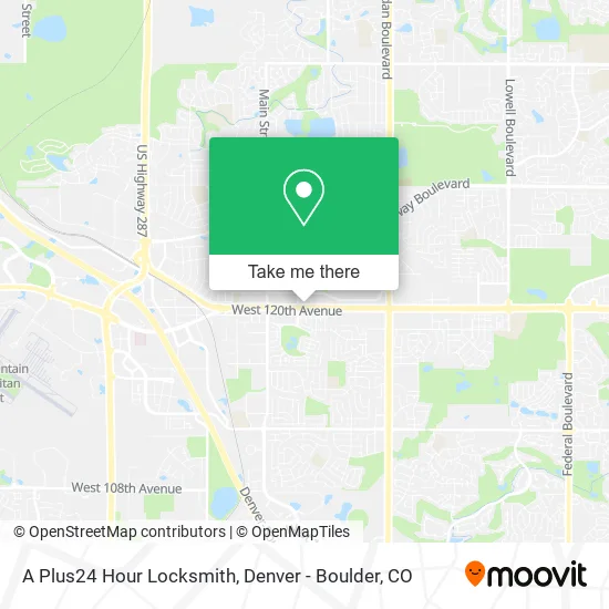 A Plus24 Hour Locksmith map