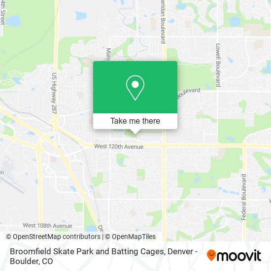 Mapa de Broomfield Skate Park and Batting Cages