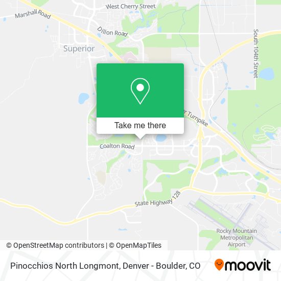 Pinocchios North Longmont map