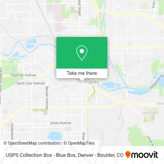 Mapa de USPS Collection Box - Blue Box