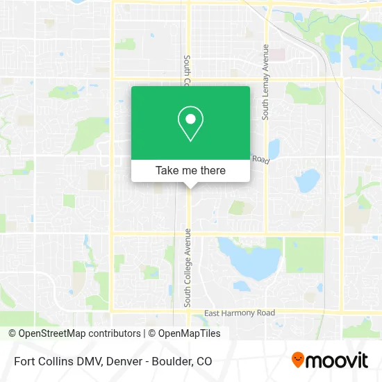 Fort Collins DMV map