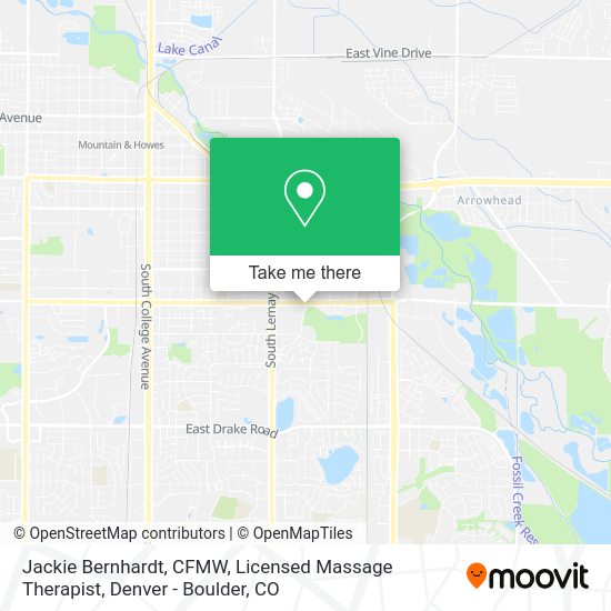 Mapa de Jackie Bernhardt, CFMW, Licensed Massage Therapist