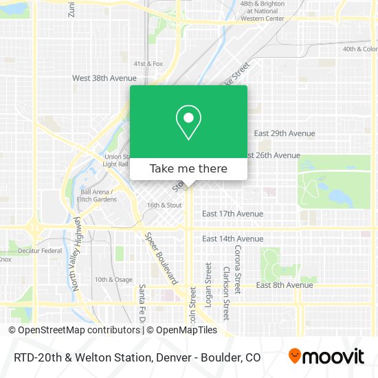 Mapa de RTD-20th & Welton Station
