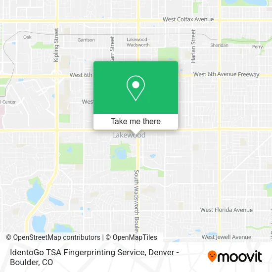 Mapa de IdentoGo TSA Fingerprinting Service