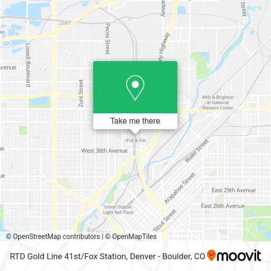 Mapa de RTD Gold Line 41st/Fox Station