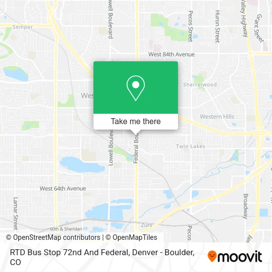 RTD Bus Stop 72nd And Federal map