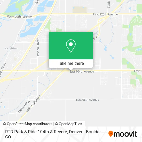 RTD Park & Ride 104th & Revere map