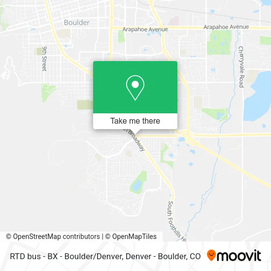 Mapa de RTD bus - BX - Boulder/Denver
