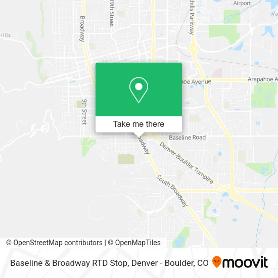 Baseline & Broadway RTD Stop map