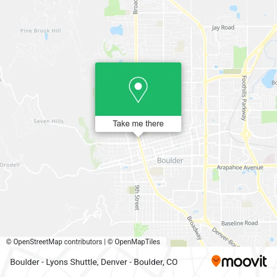 Mapa de Boulder - Lyons Shuttle