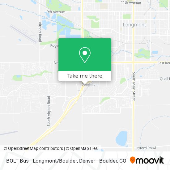 BOLT Bus - Longmont/Boulder map