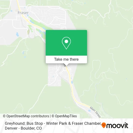 Greyhound: Bus Stop - Winter Park & Fraser Chamber map