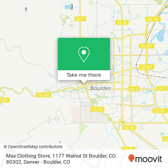 Max Clothing Store, 1177 Walnut St Boulder, CO 80302 map