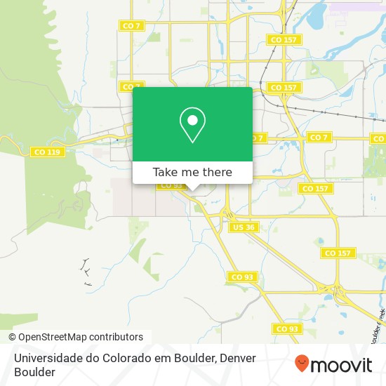 Mapa de Universidade do Colorado em Boulder