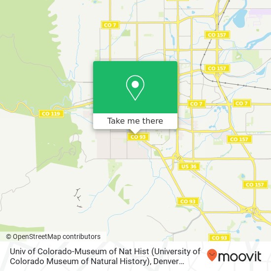 Mapa de Univ of Colorado-Museum of Nat Hist (University of Colorado Museum of Natural History)