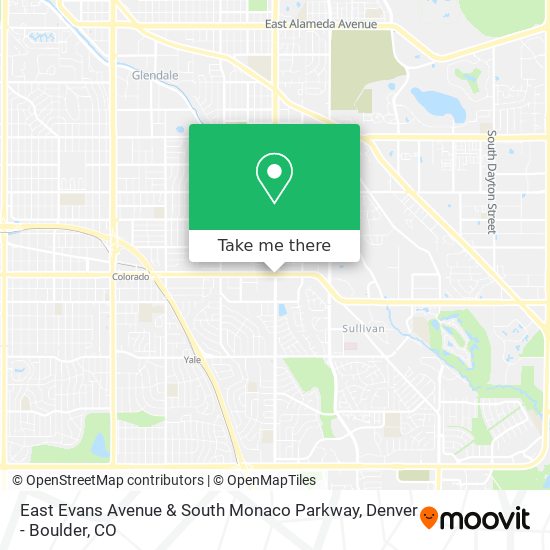 East Evans Avenue & South Monaco Parkway map