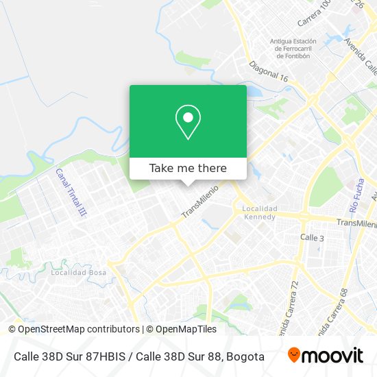 Mapa de Calle 38D Sur 87HBIS / Calle 38D Sur 88