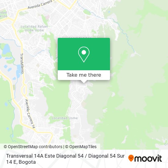 Mapa de Transversal 14A Este Diagonal 54 / Diagonal 54 Sur 14 E