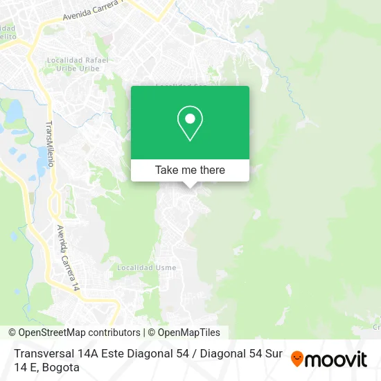 Transversal 14A Este Diagonal 54 / Diagonal 54 Sur 14 E map