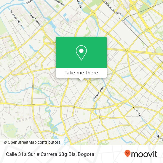 Mapa de Calle 31a Sur # Carrera 68g Bis