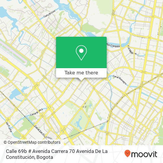 Mapa de Calle 69b # Avenida Carrera 70 Avenida De La Constitución