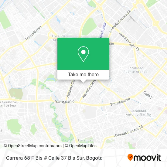Mapa de Carrera 68 F Bis # Calle 37 Bis Sur