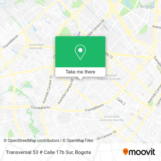 Mapa de Transversal 53 # Calle 17b Sur