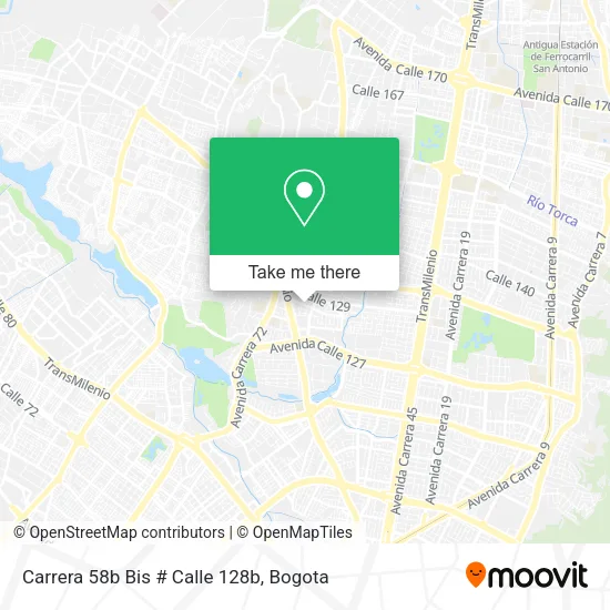 Mapa de Carrera 58b Bis # Calle 128b