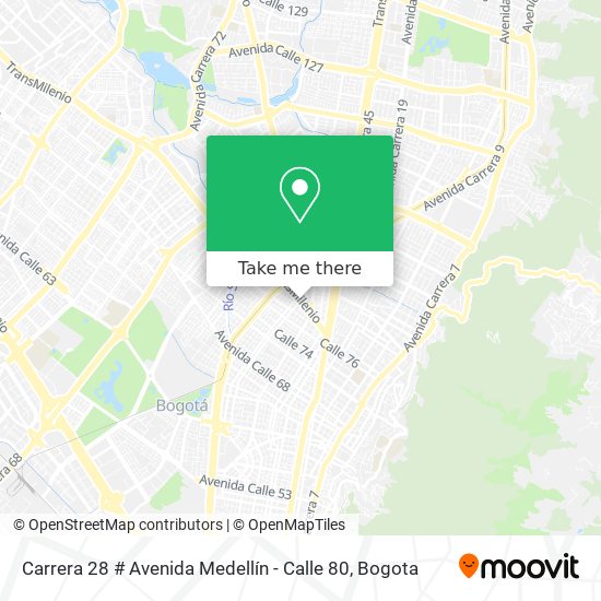 Mapa de Carrera 28 # Avenida Medellín - Calle 80