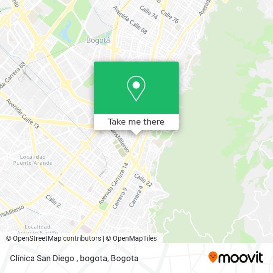 Clínica San Diego , bogota map