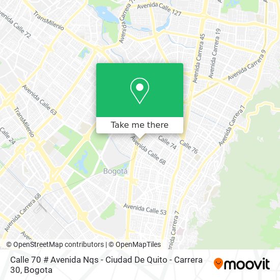 Calle 70 # Avenida Nqs - Ciudad De Quito - Carrera 30 map