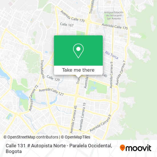 Calle 131 # Autopista Norte - Paralela Occidental map