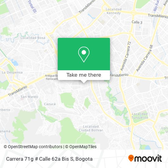 Carrera 71g # Calle 62a Bis S map