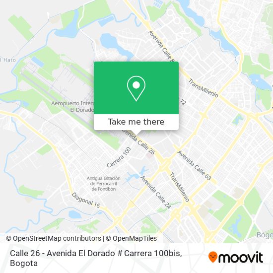 Calle 26 - Avenida El Dorado # Carrera 100bis map