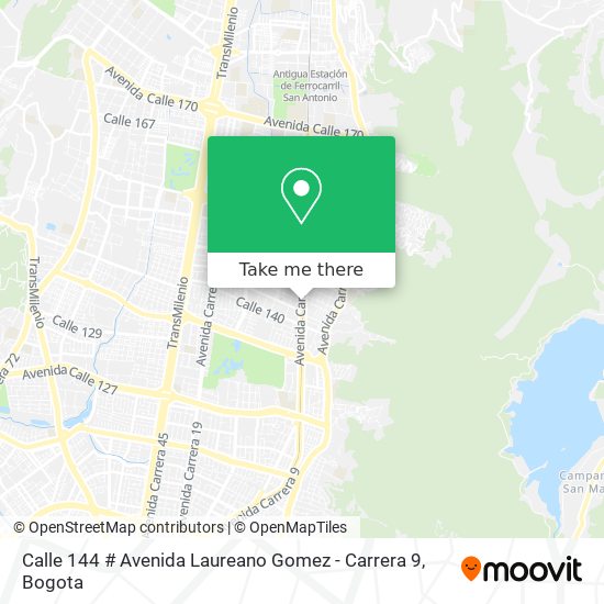 Mapa de Calle 144 # Avenida Laureano Gomez - Carrera 9