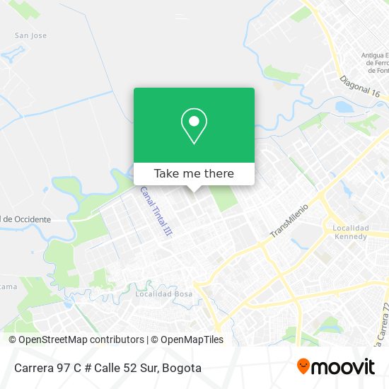 Mapa de Carrera 97 C # Calle 52 Sur