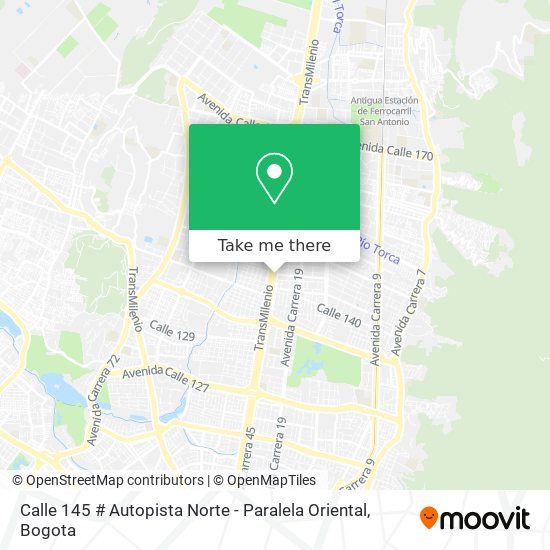 Calle 145 # Autopista Norte - Paralela Oriental map