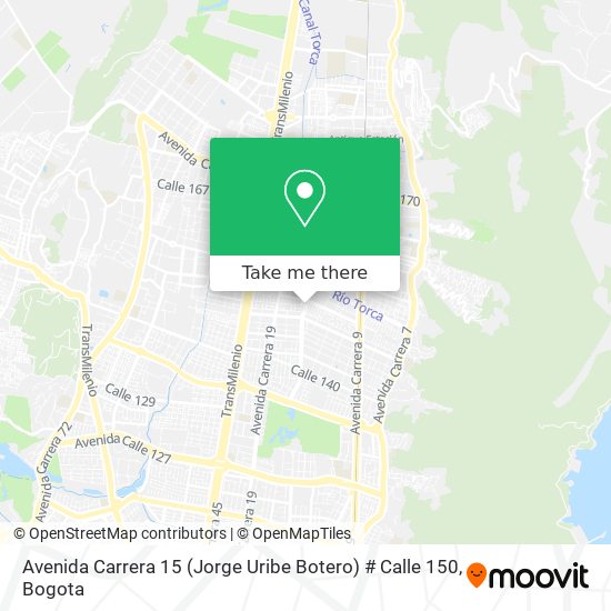Avenida Carrera 15 (Jorge Uribe Botero) # Calle 150 map