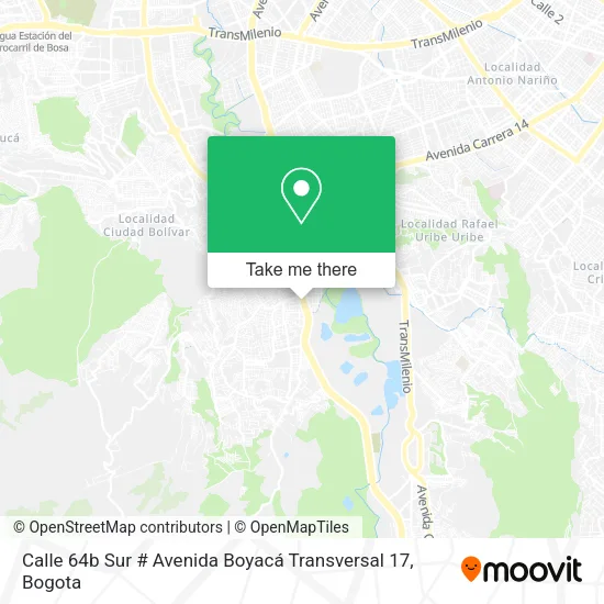 Mapa de Calle 64b Sur # Avenida Boyacá Transversal 17