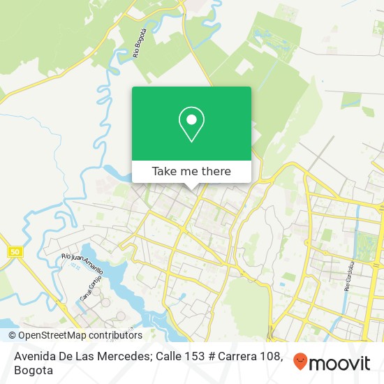 Mapa de Avenida De Las Mercedes; Calle 153 # Carrera 108