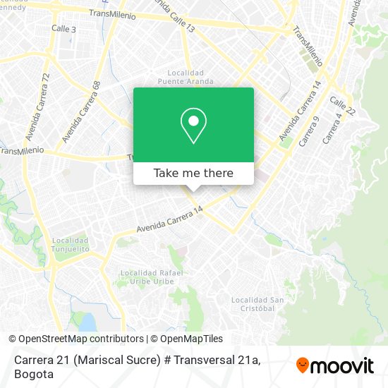 Carrera 21 (Mariscal Sucre) # Transversal 21a map