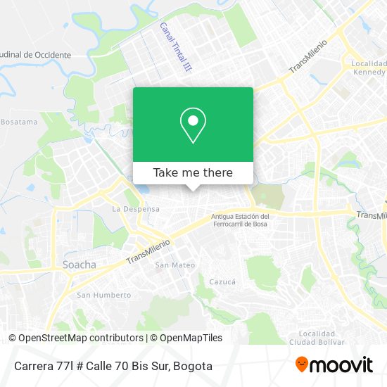 Mapa de Carrera 77l # Calle 70 Bis Sur