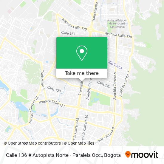 Calle 136 # Autopista Norte - Paralela Occ. map