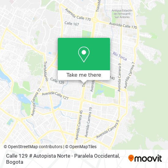 Calle 129 # Autopista Norte - Paralela Occidental map